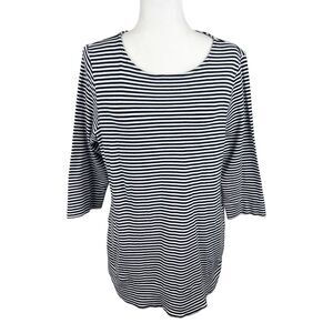 Chico's The Ultimate Tee Women Extra Large Black White Striped Supima Cotton